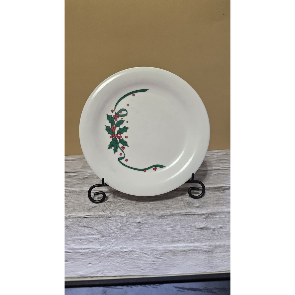 Tupperware Christmad Dessert Plate 7" Diameter With Holly Berries And Leaves...